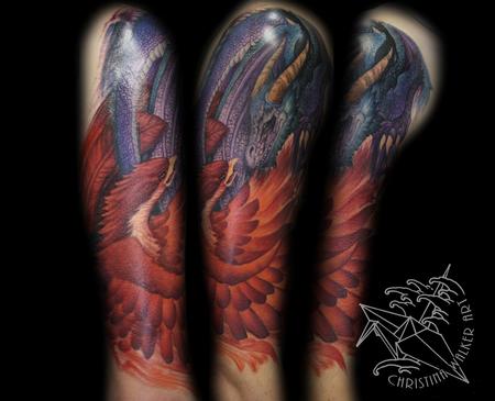 Tattoos - Phoenix and Dragon Watercolor - 102013
